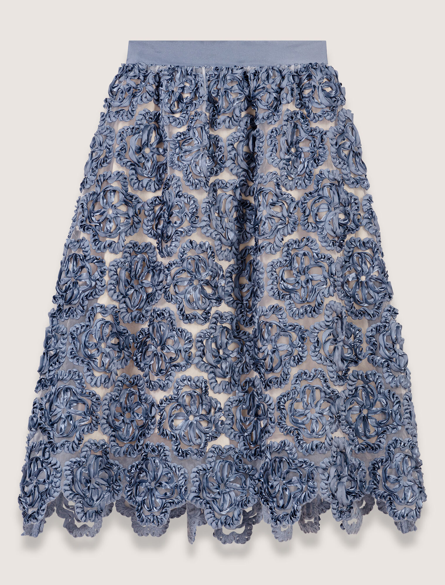 Langer Organza-Rock mit Motiv