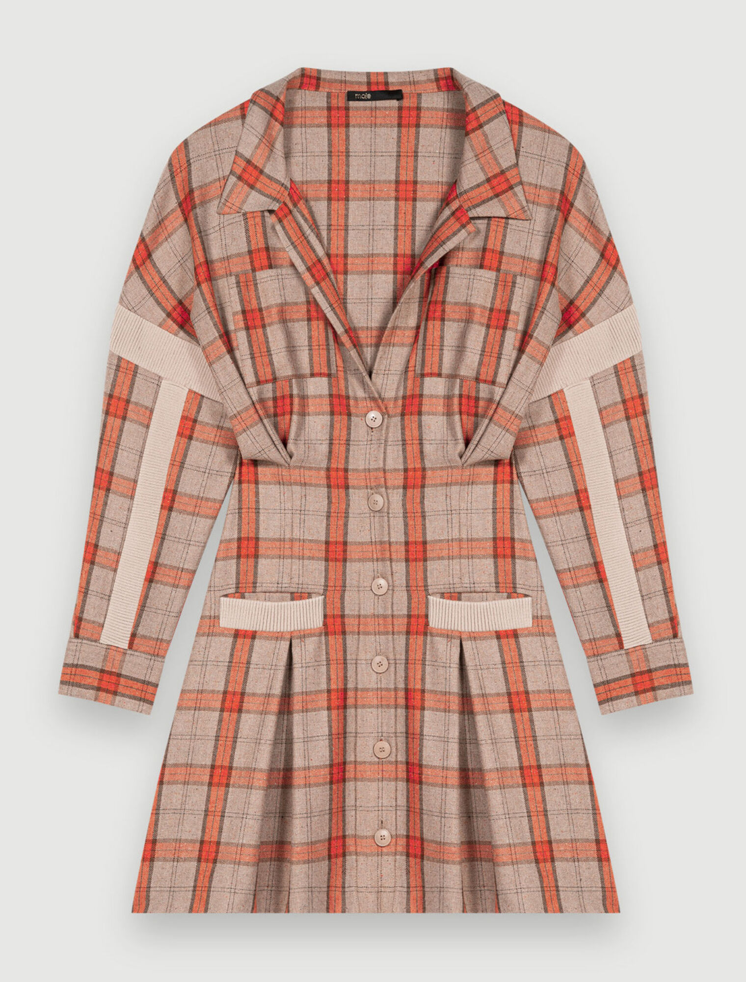 Hemdblusenkleid mit Karos in Orange