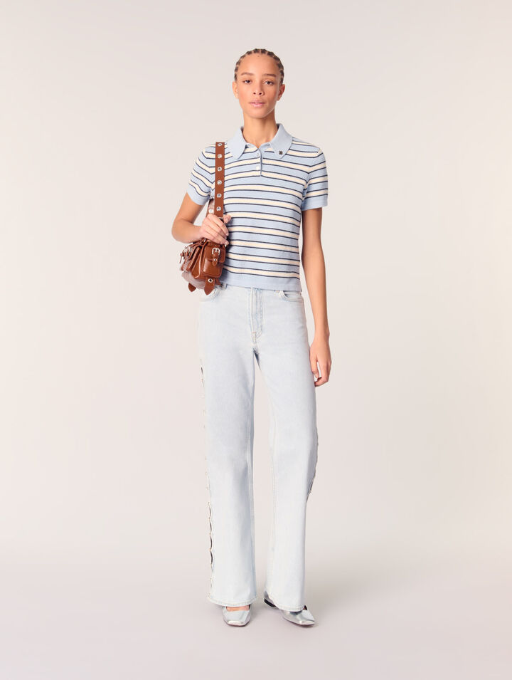 Poloshirt aus Strick mit Streifen