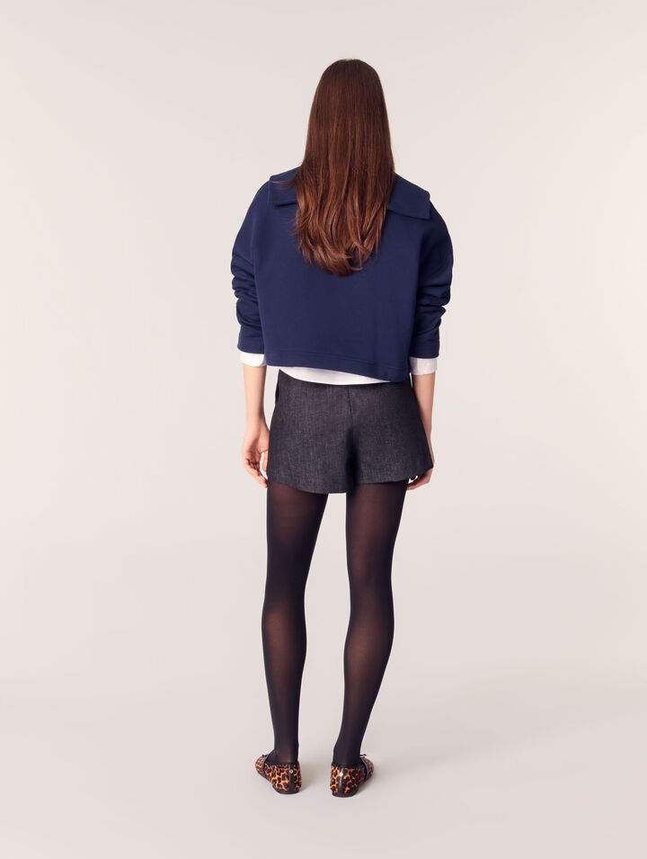 Kurzes Sweatshirt mit Stcikerei