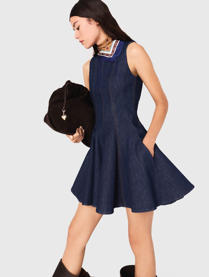 Kurzes Denimkleid mit Volants
