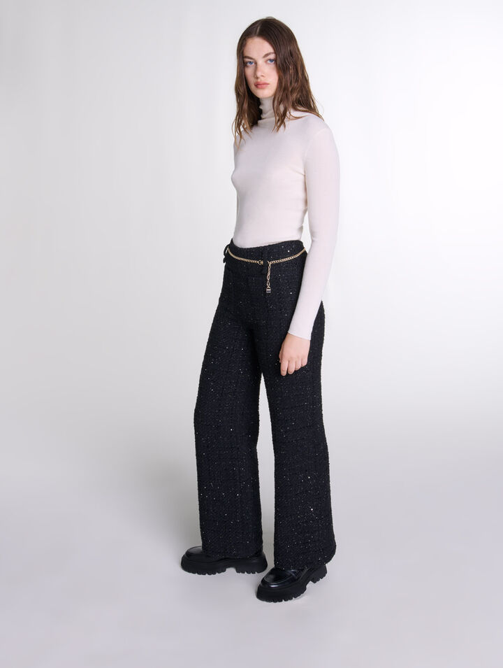 Tweedhose mit Pailletten