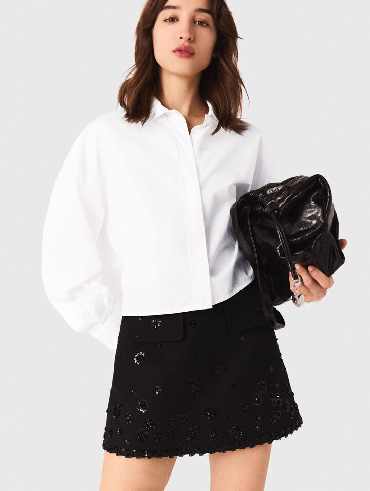 Bestickte Trompe-l'Œil-Shorts