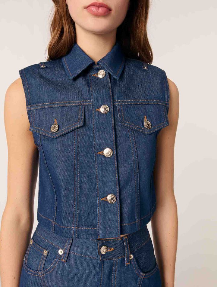 Kurze Weste aus Denim