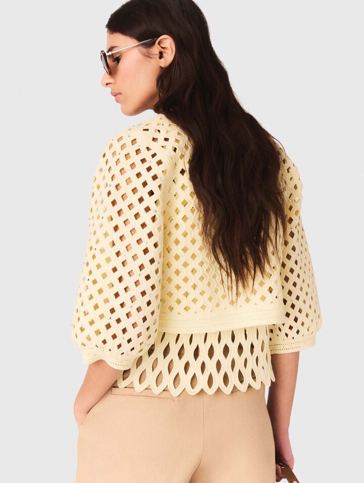 H&auml;kelcardigan mit Strass