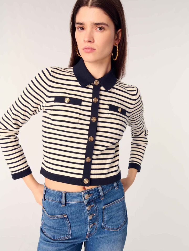 Kurzer Rippstrick-Cardigan