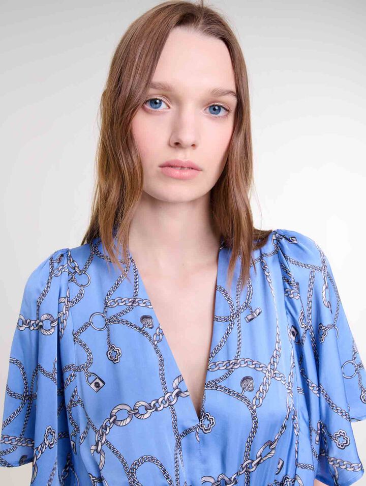 Langes bedrucktes Kleid