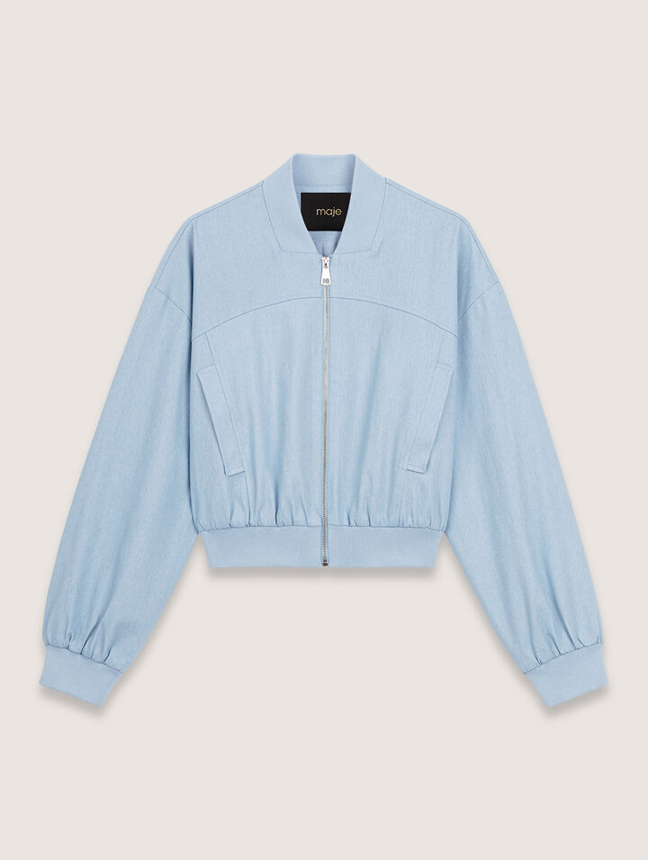 Kurzer Bomber-Blouson aus Denim