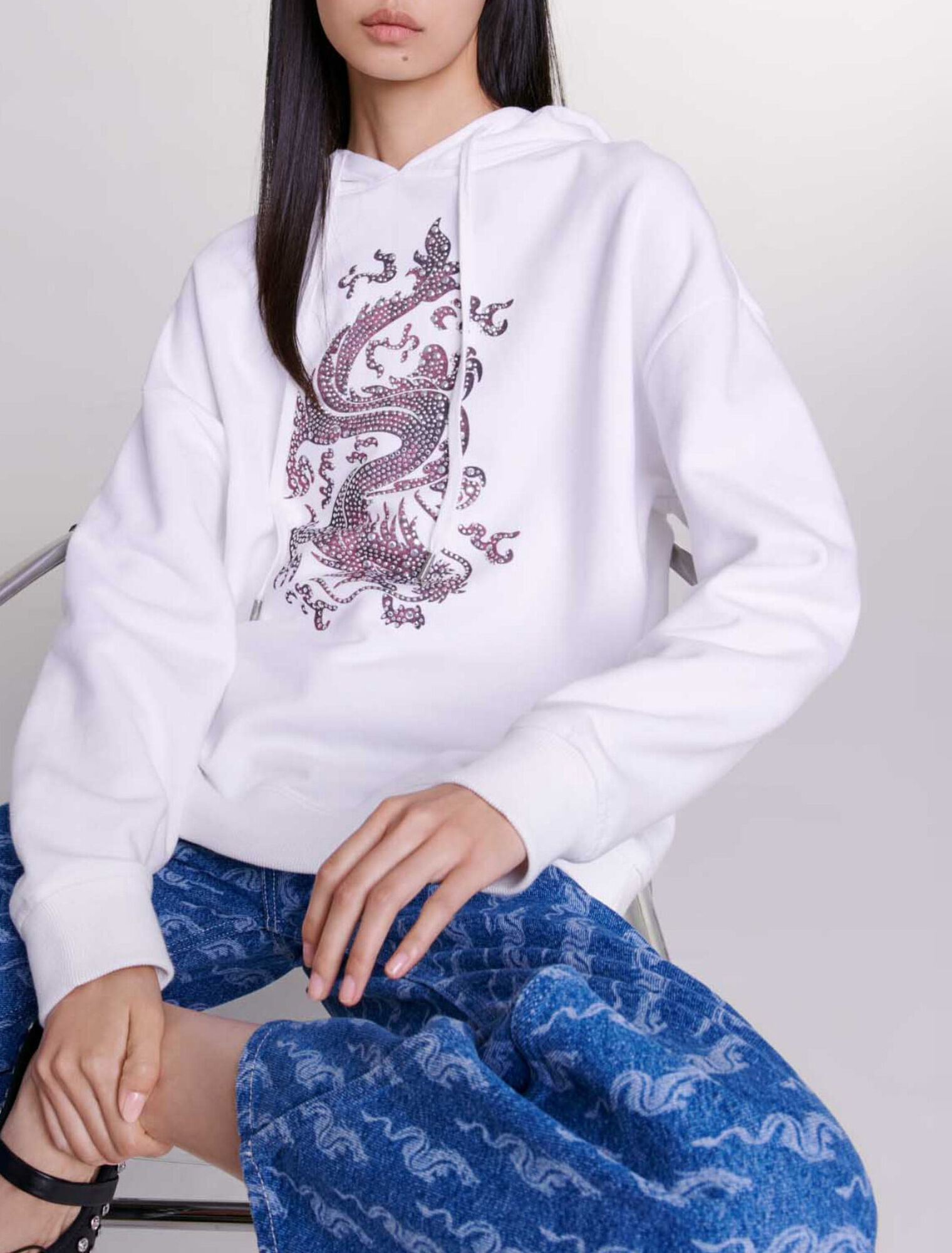 Oversize-Sweatshirt mit Strass
