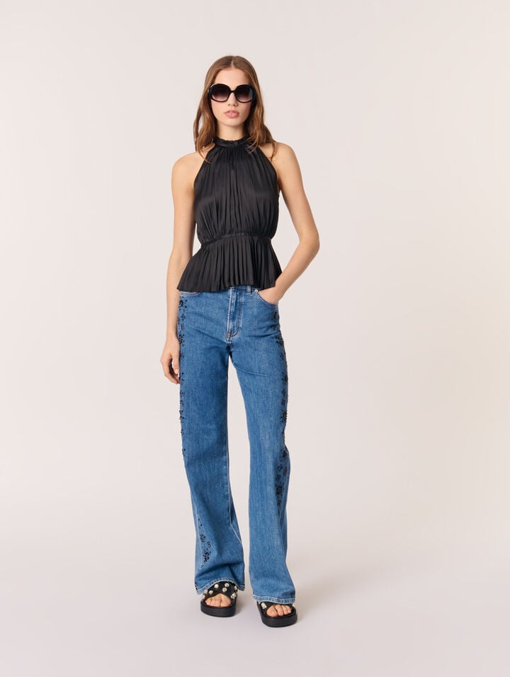 Plissiertes Top aus Satin