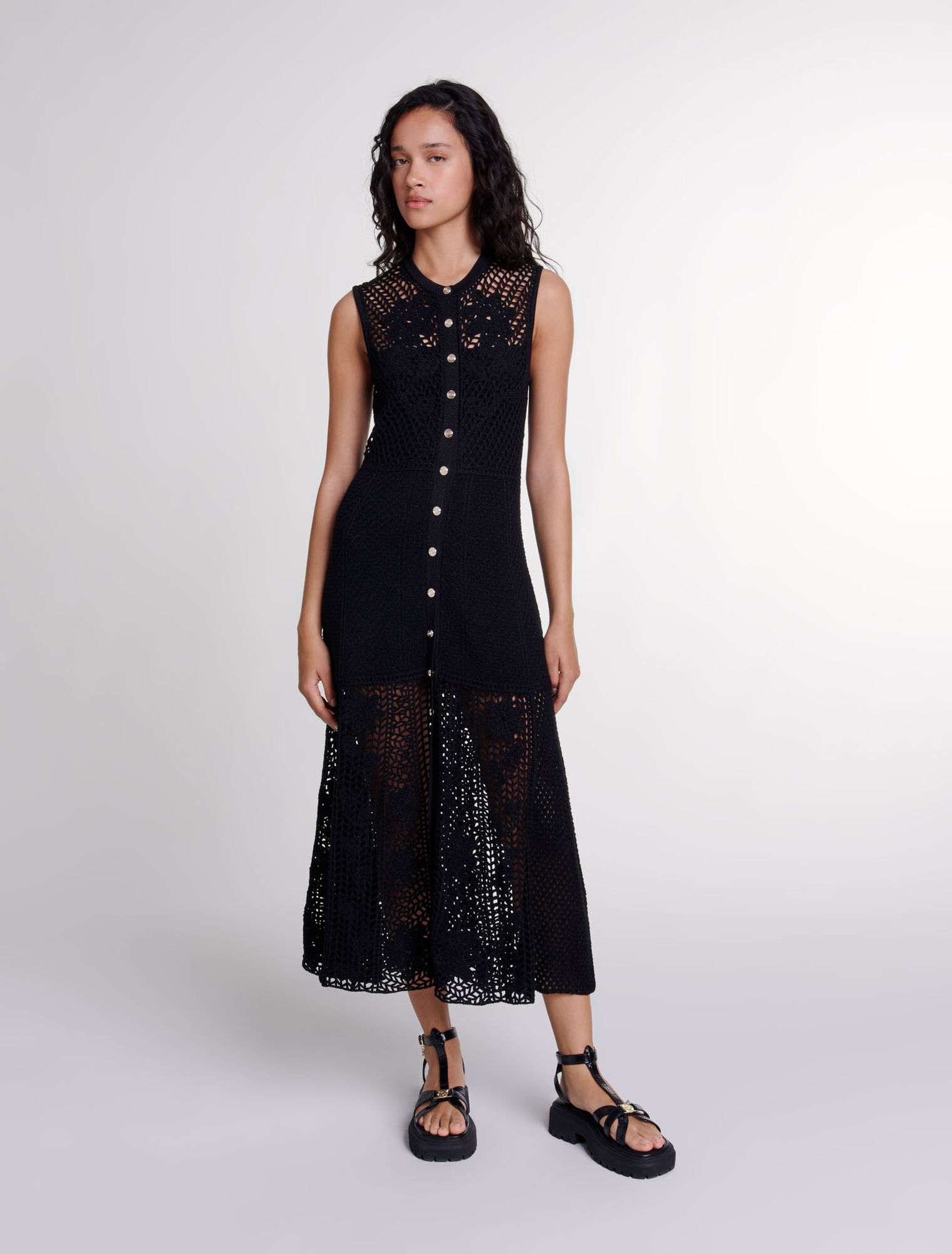 Langes Häkelkleid