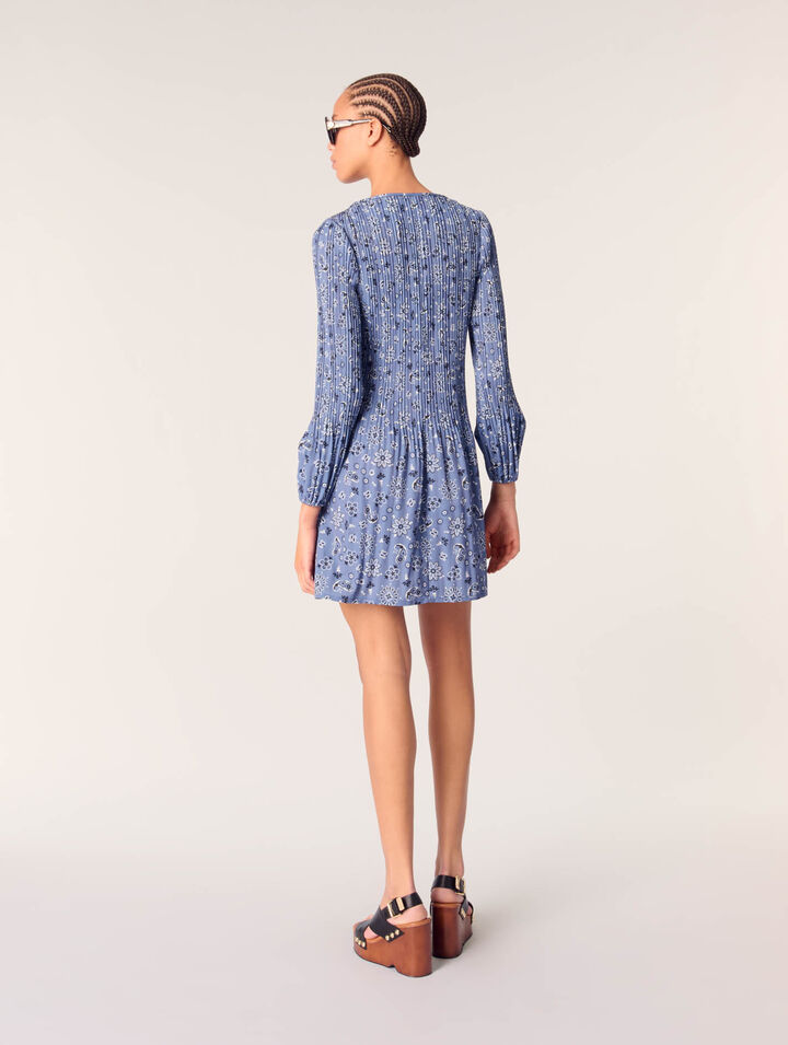 Plissiertes Kleid mit Print