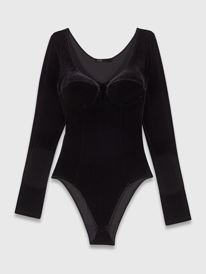 Body aus Samt und Korsettdetails