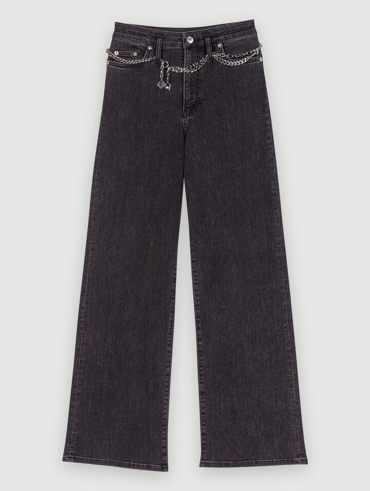 Schwarze Baggy-Jeans mit G&uuml;rtel
