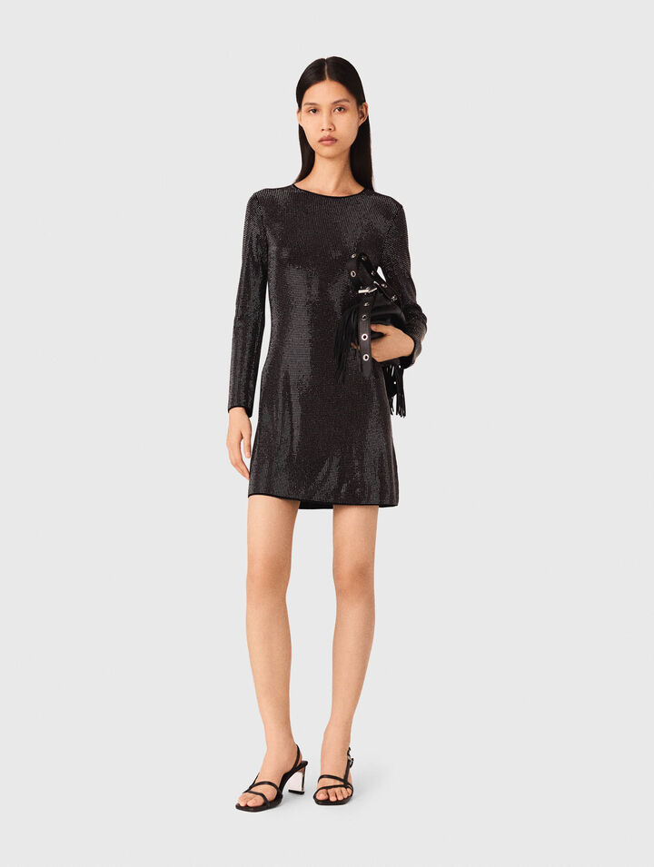Kurzes Strickkleid mit Strass