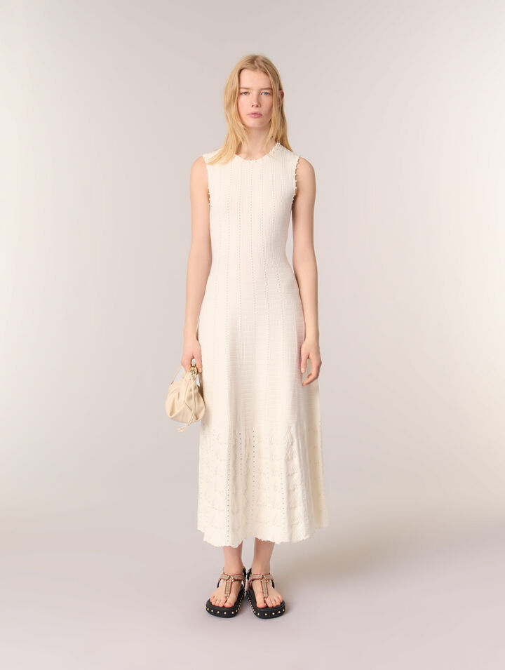 Kleid aus Pointelle mit Perlen