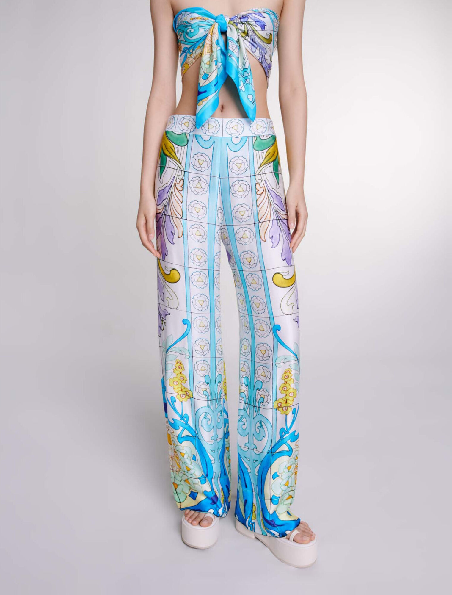 Gemusterte Satinhose