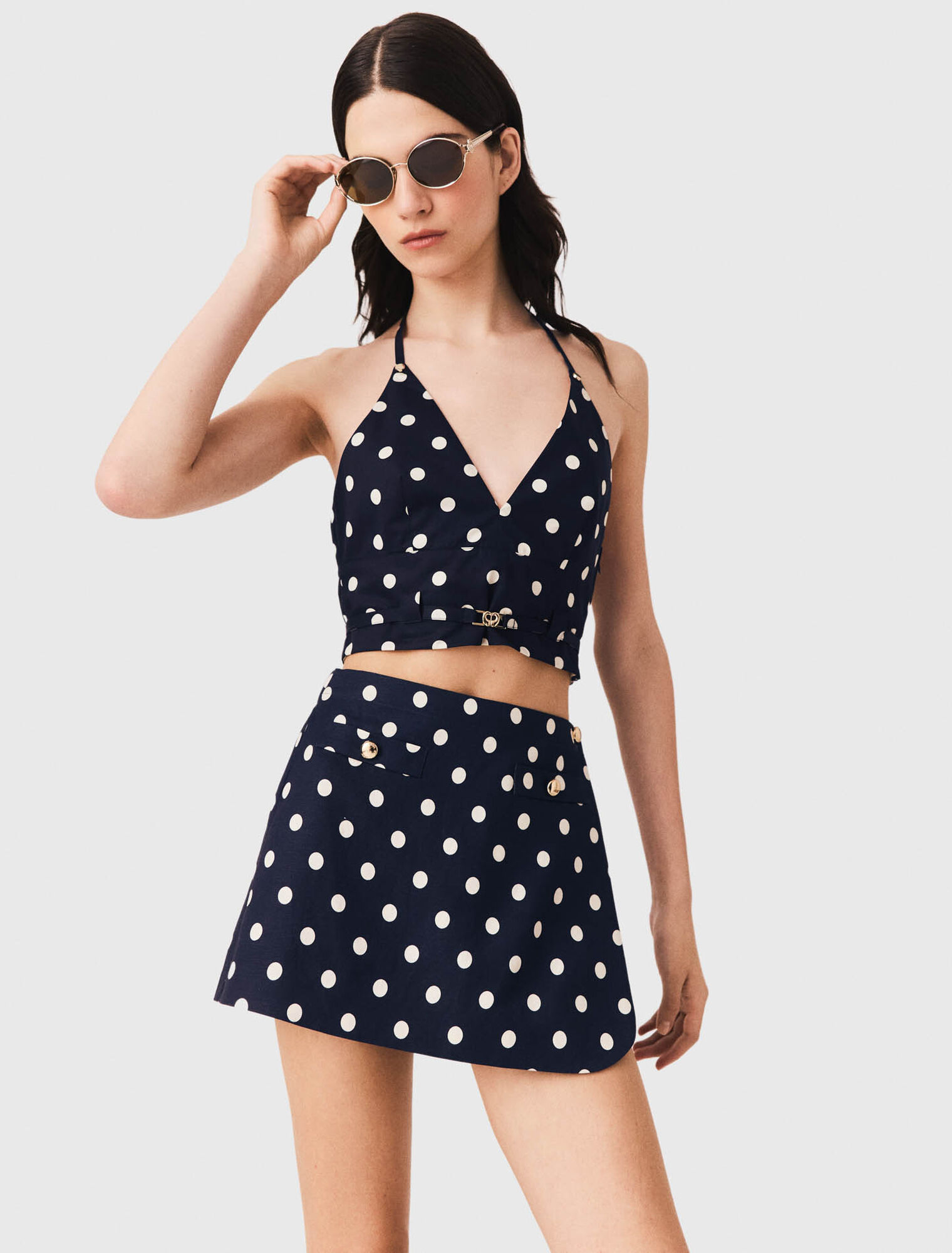 Trompe-l'Oeil-Shorts aus Leinenmix