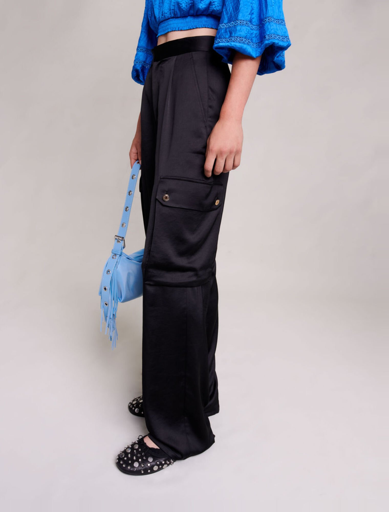 Satinartige Cargohose