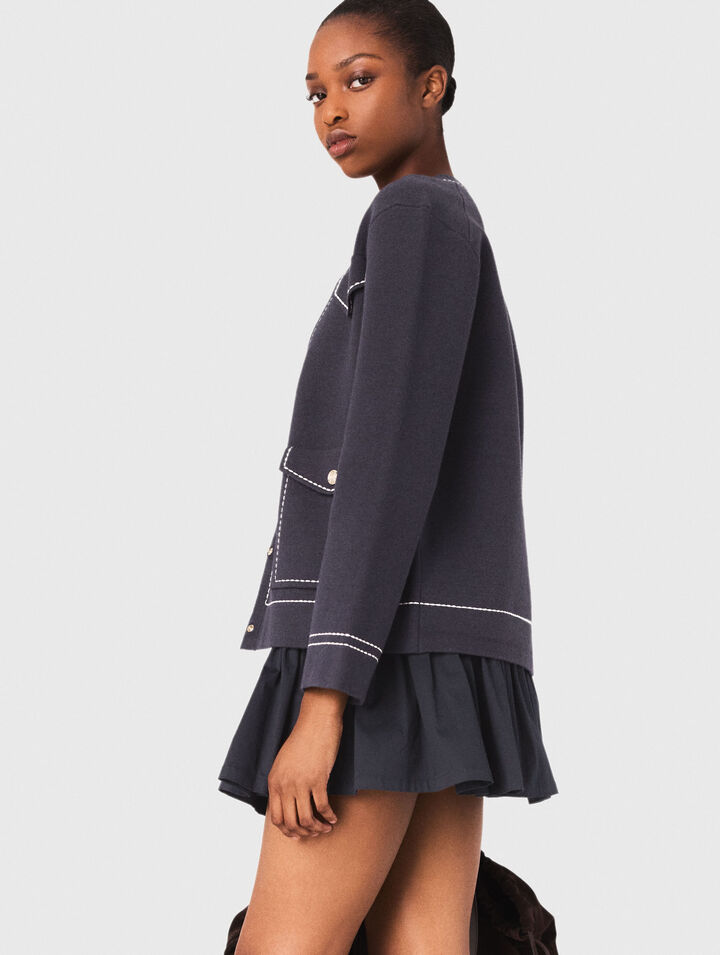 Langer Cardigan mit Steppnähten