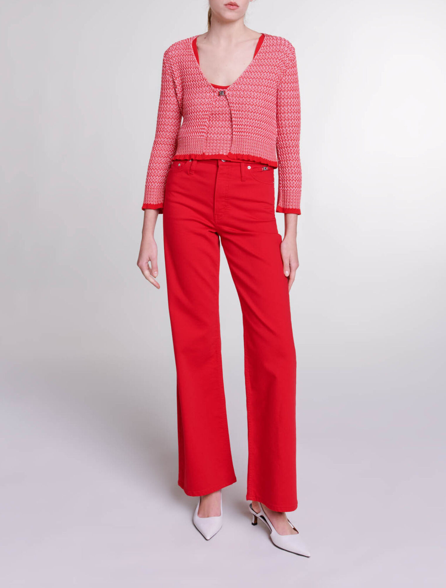 Twinset aus Strick Fischgrätmuster