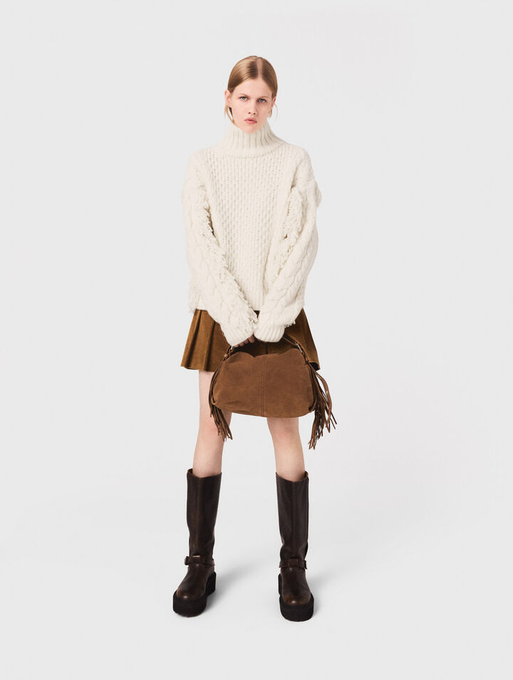 Pullover aus Wollgemisch mit Fransen