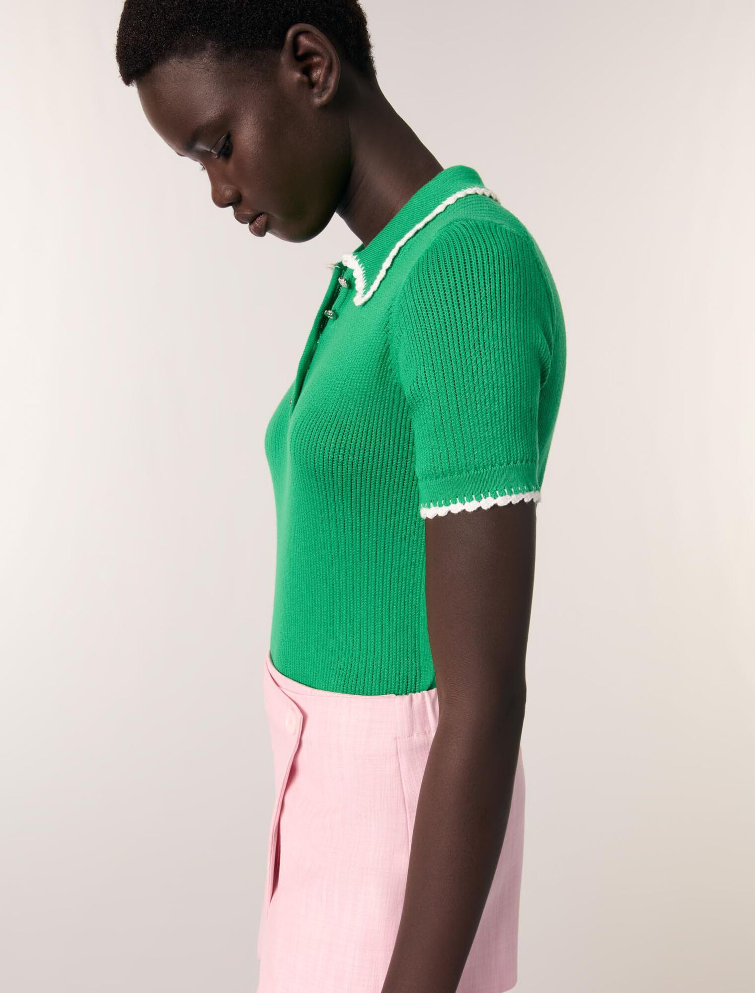Poloshirt aus Pointelle-Strick