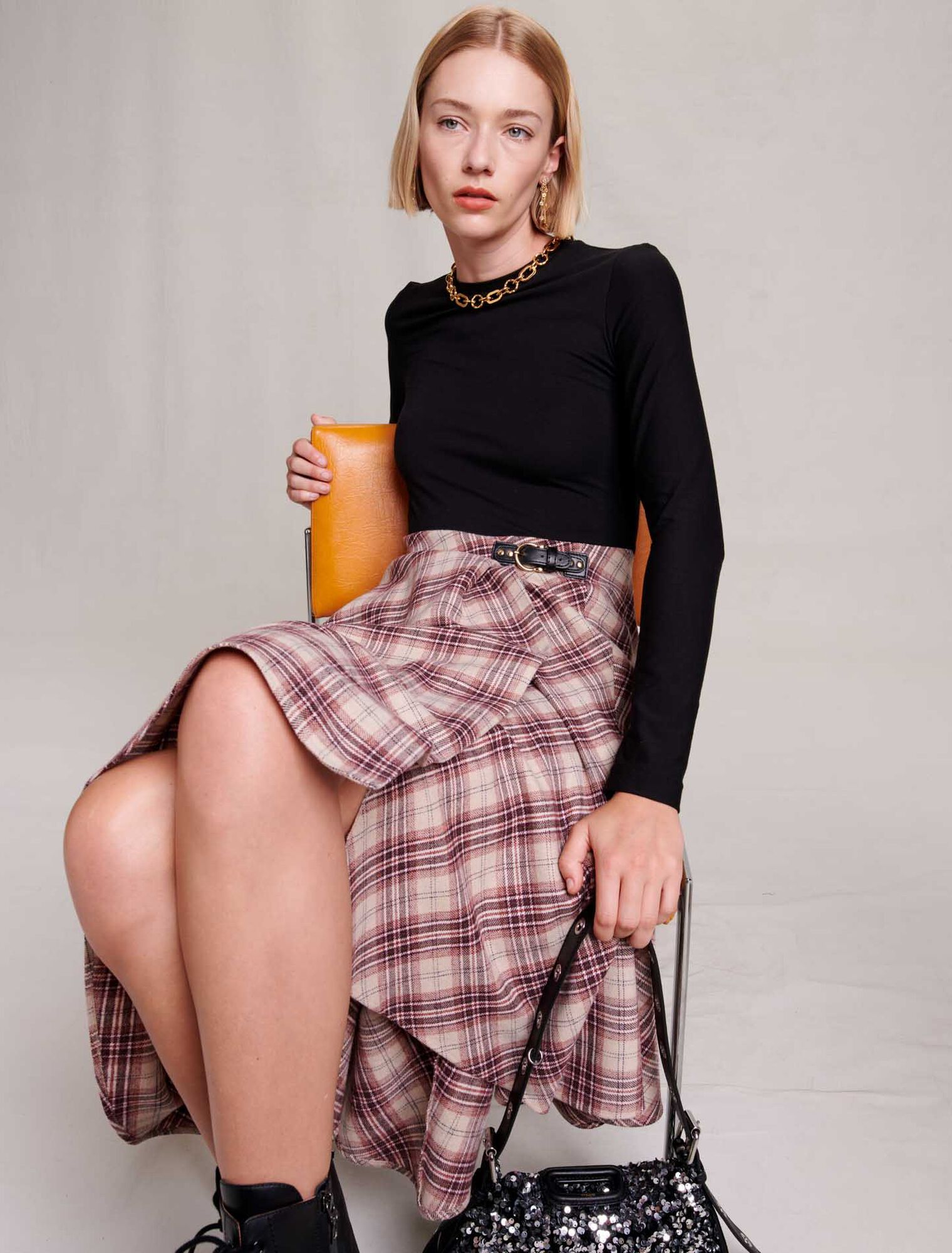 Asymmetrisches Flanellkleid