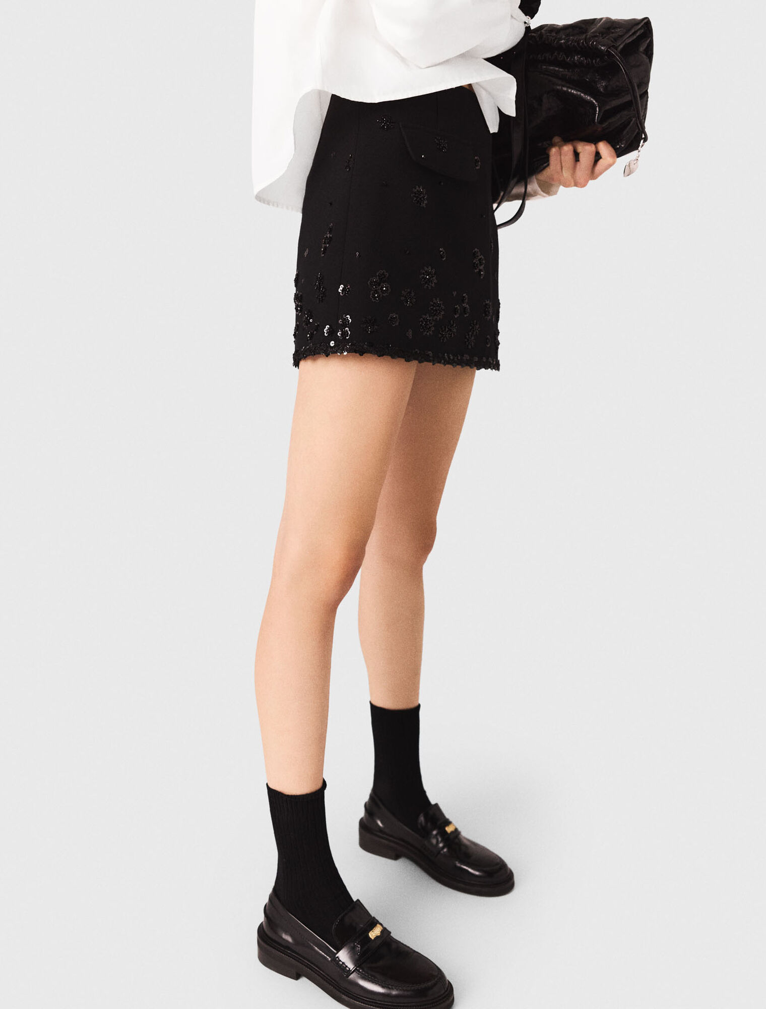 Bestickte Trompe-l'Œil-Shorts