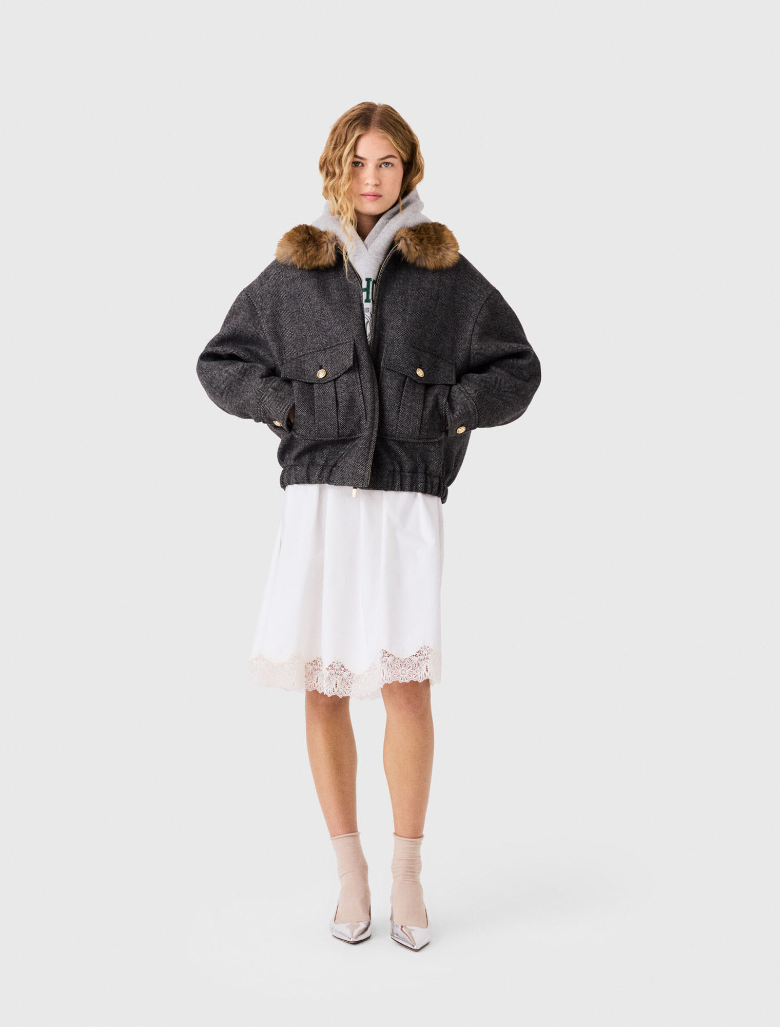 Oversize-Blouson in Chevron-Optik