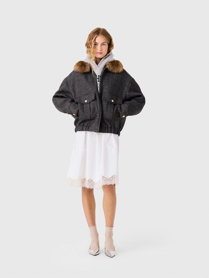 Oversize-Blouson in Chevron-Optik