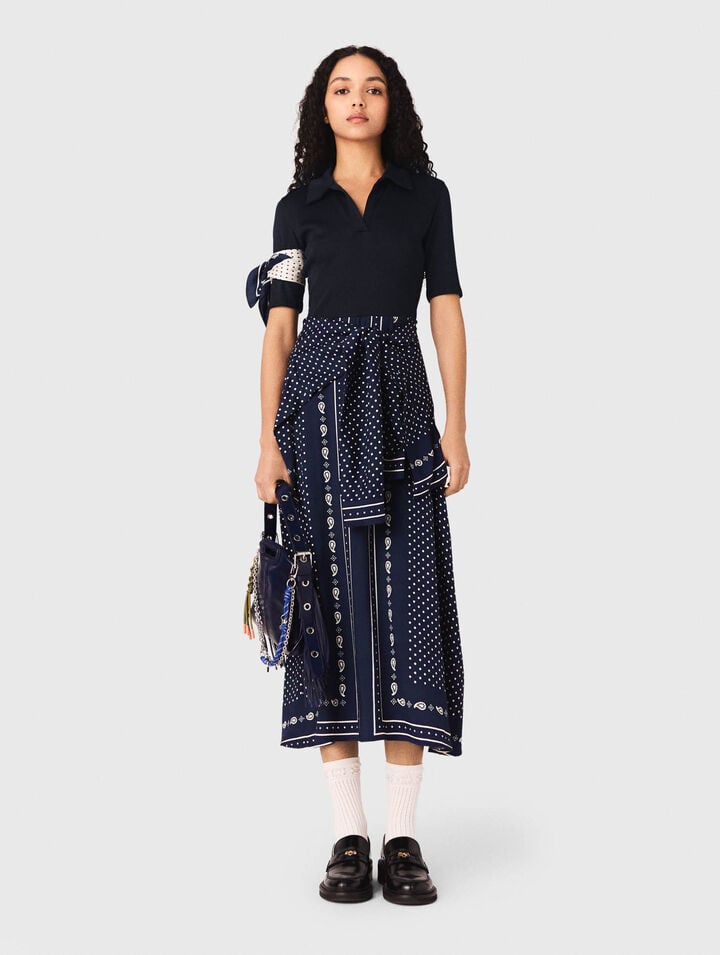 Kleid im Materialmix mit Print