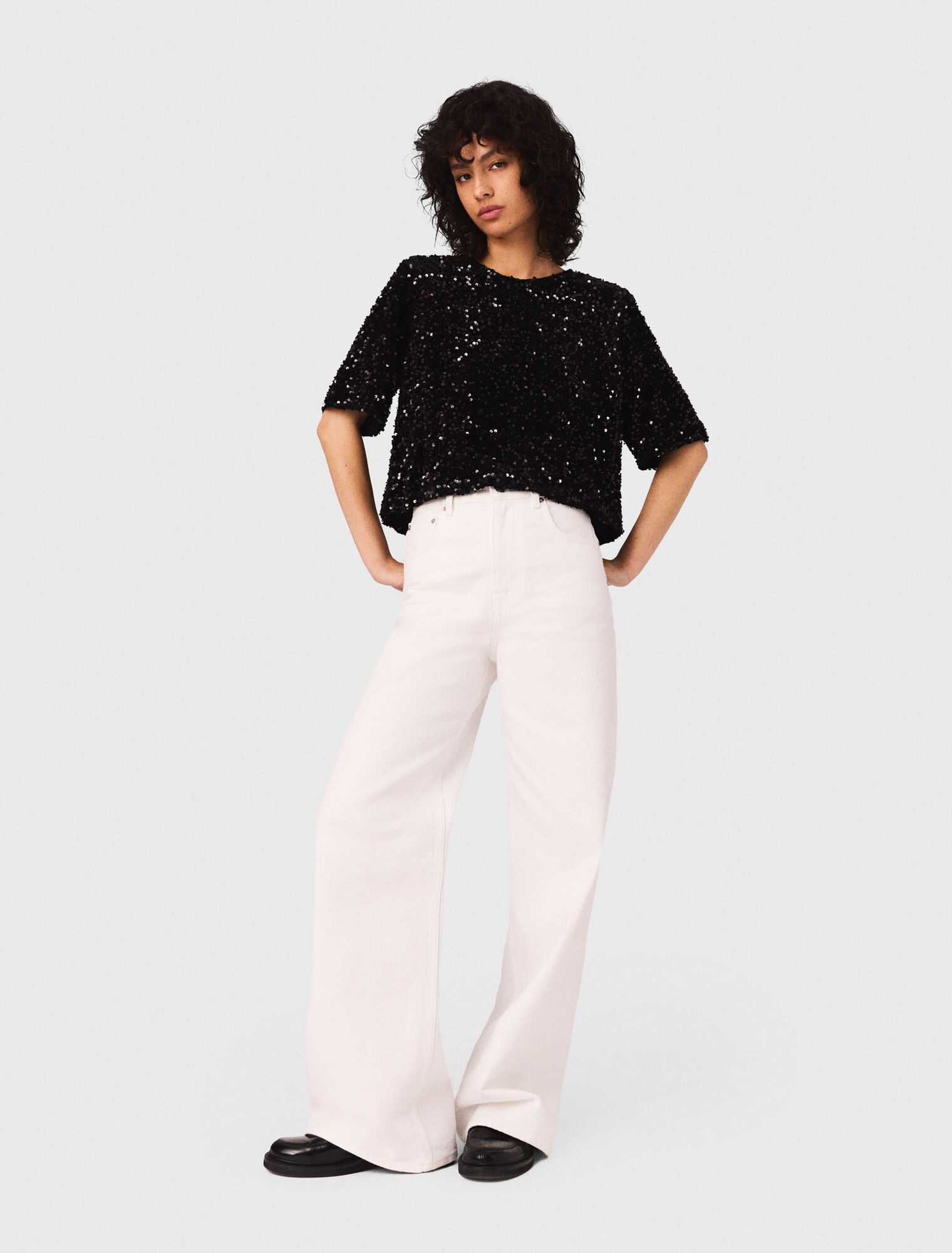 Samt-Top mit Pailletten