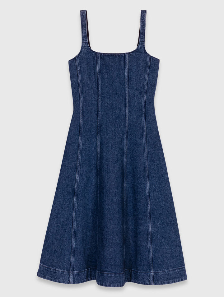 Langes Babydoll-Kleid aus Denim