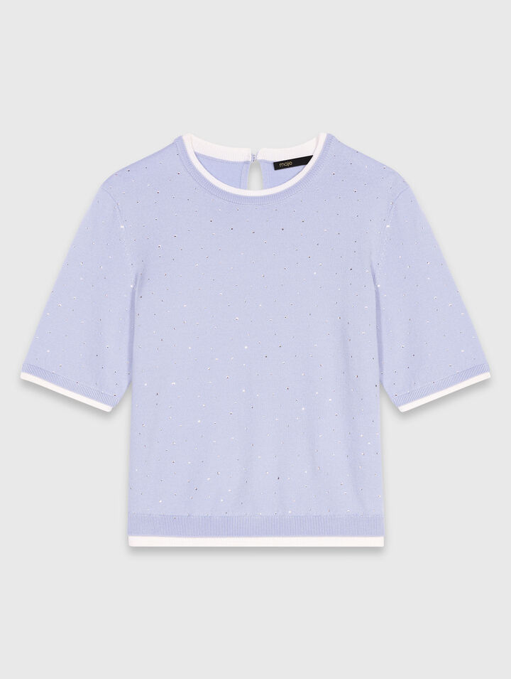 Pullover aus 100% Wolle mit Strass