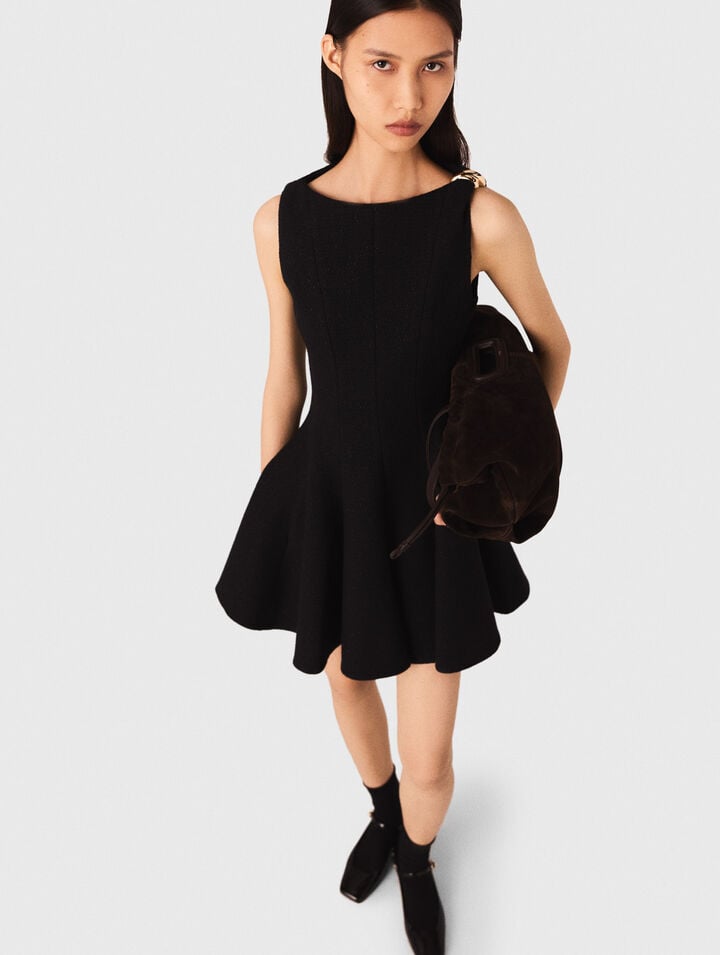 Kurzes ausgestelltes Tweedkleid