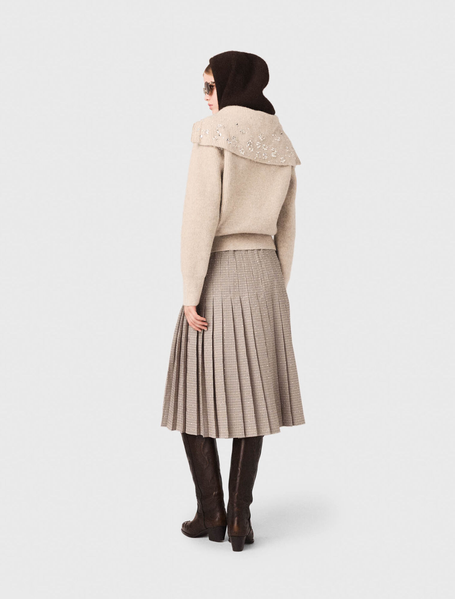 Strass-Pullover mit Reißverschlusskragen