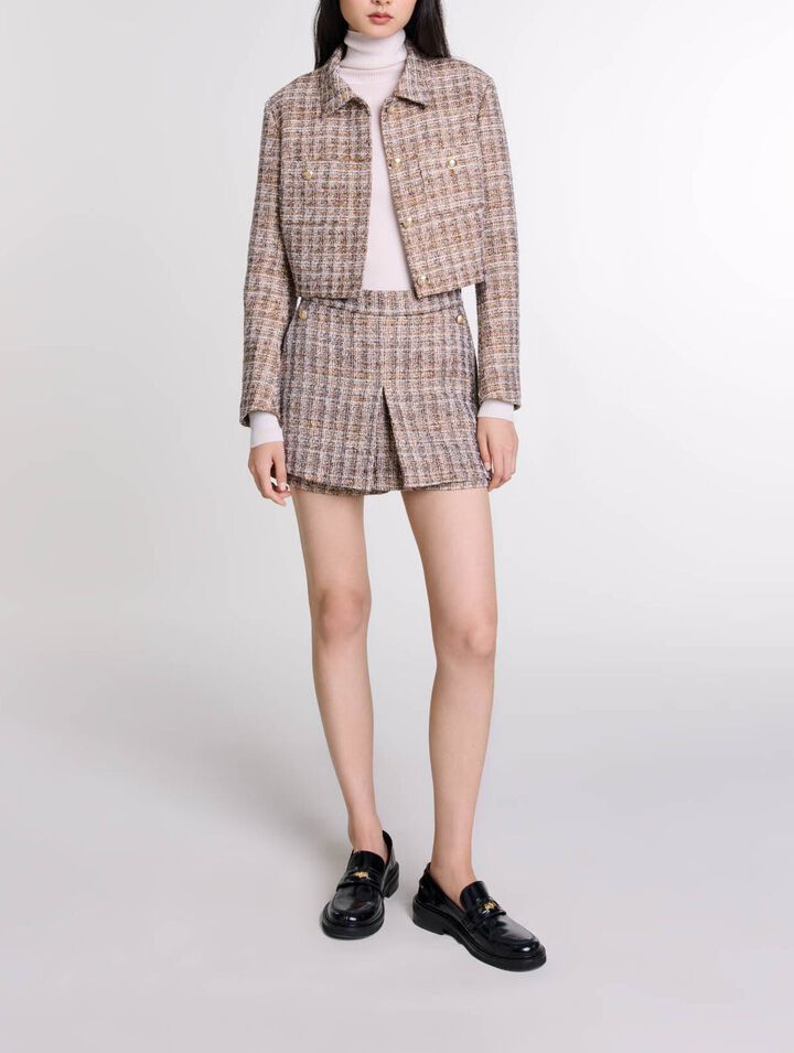 Trompe-l'Oeil-Shorts aus Tweed