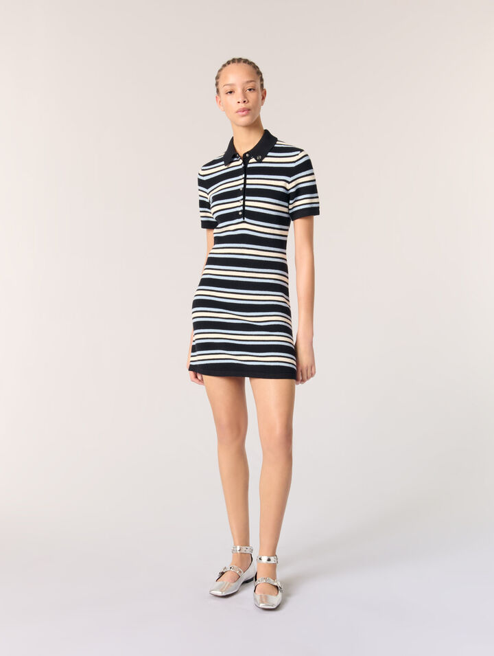 Gestreiftes Polokleid aus Strick