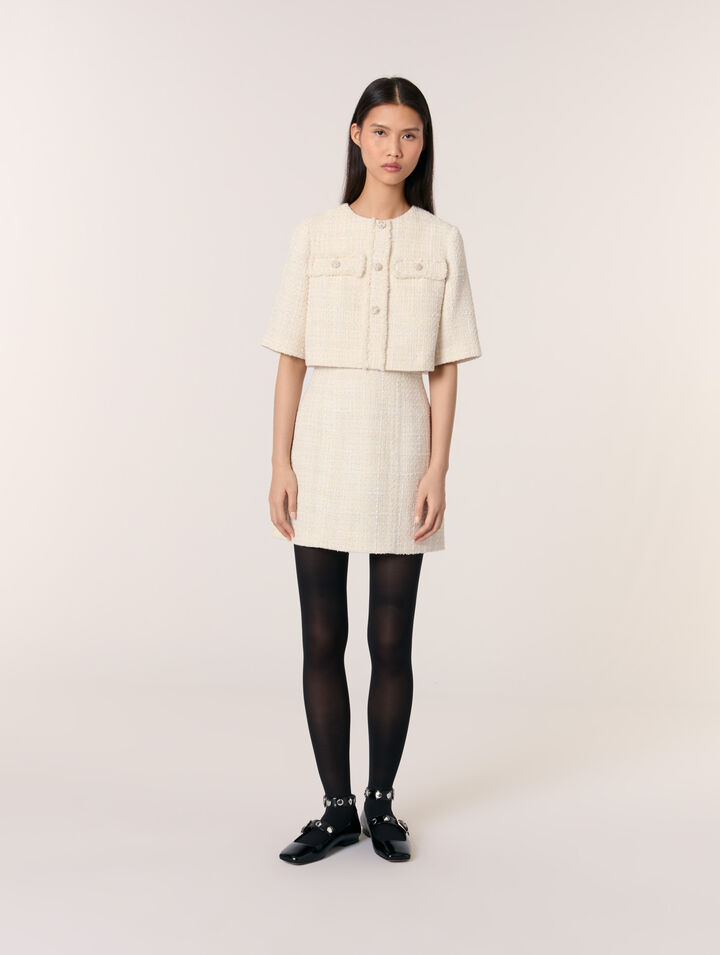 Kurzes 2-in-1-Kleid aus Tweed