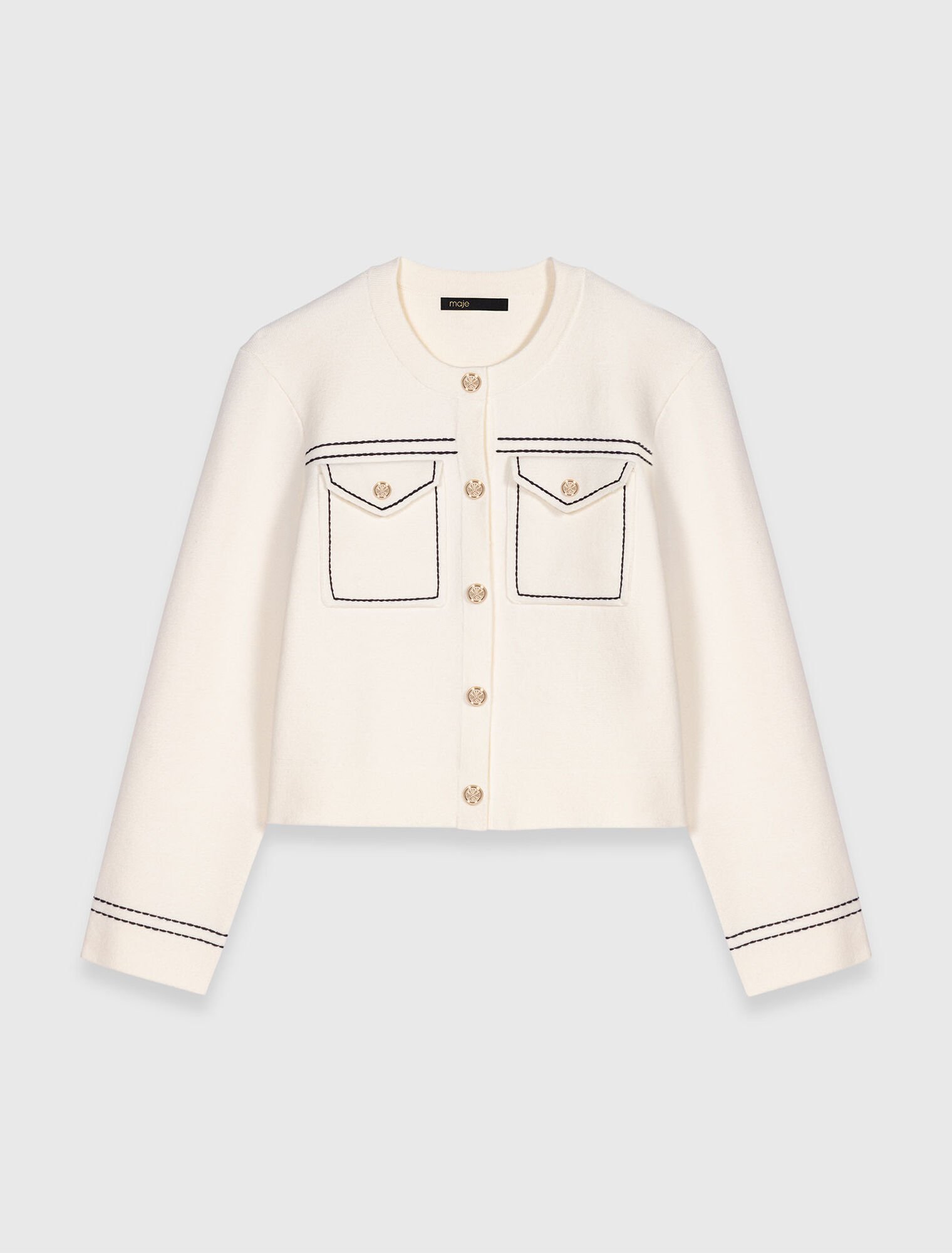 Kurzer Cardigan mit Steppnähten