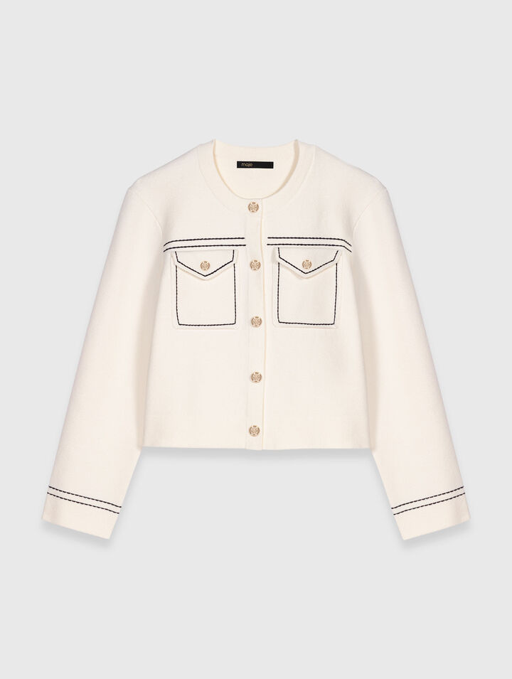 Kurzer Cardigan mit Steppnähten
