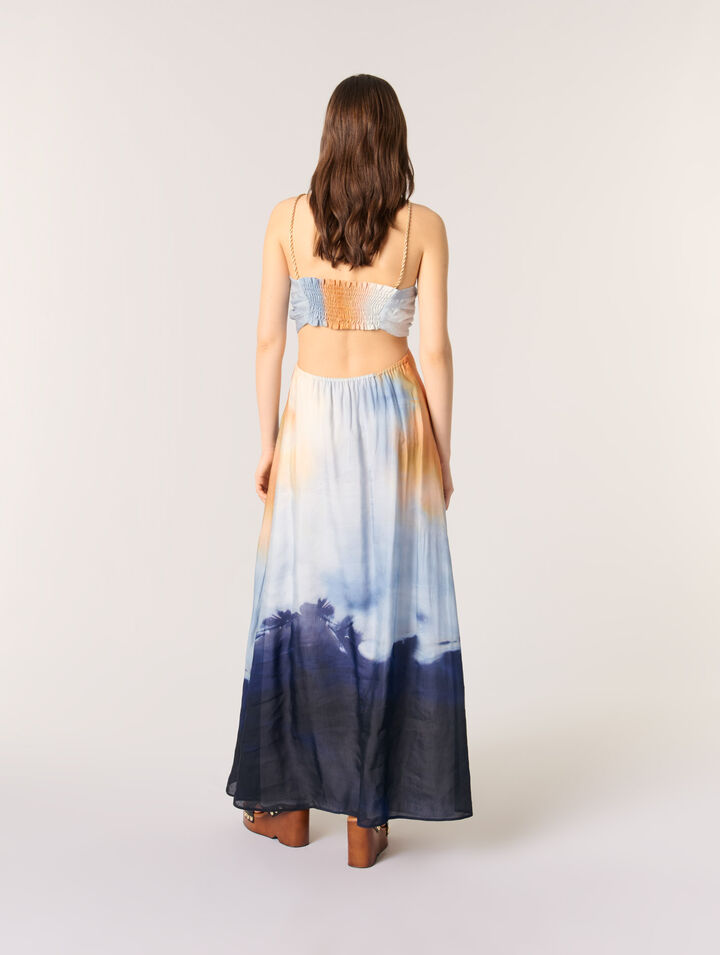 Langes Kleid mit Batik-Muster