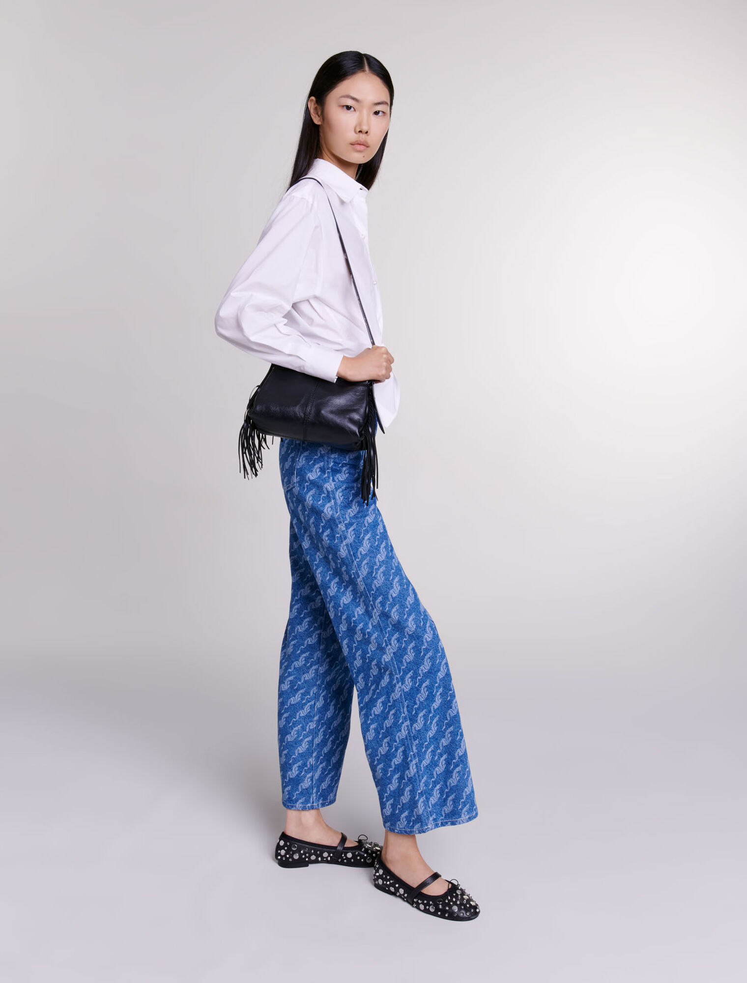 Weite Jeans mit Motiven