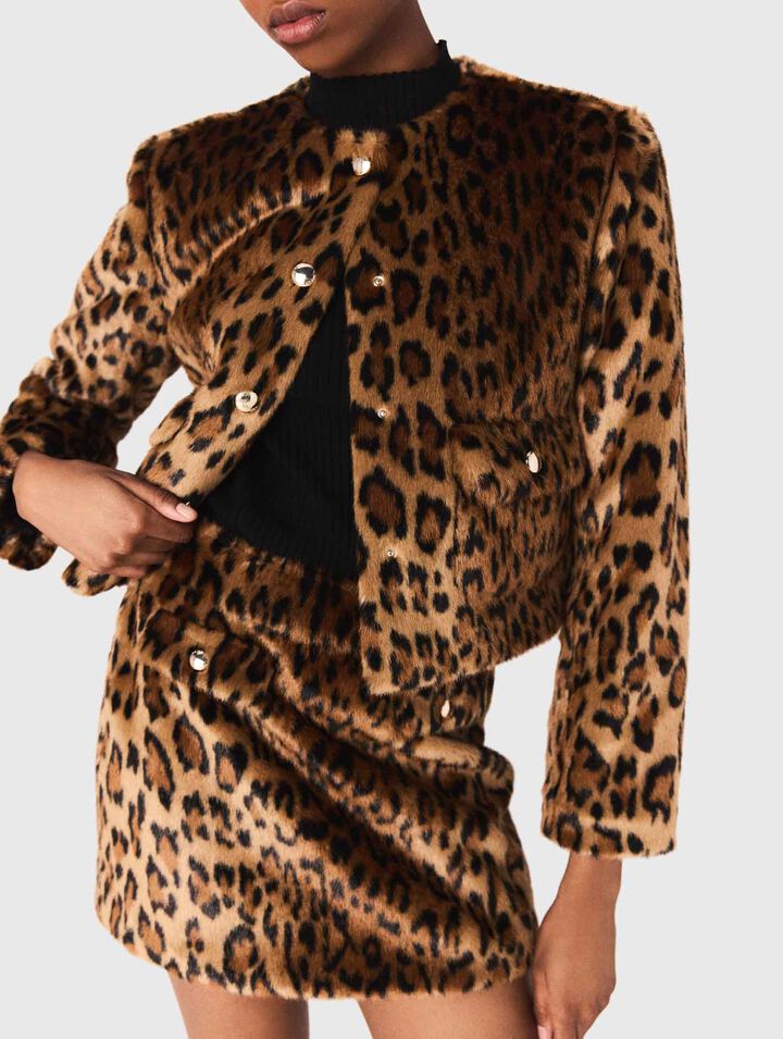 Leopard-Kunstpelzjacke