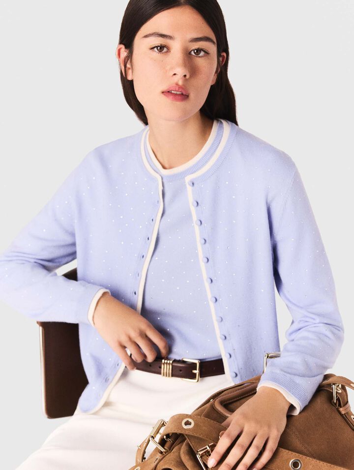 Cardigan aus 100% Wolle mit Strass