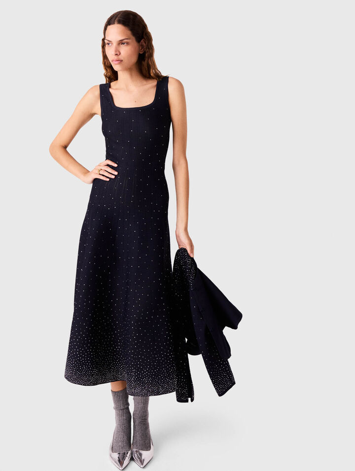Langes Strickkleid mit Strass