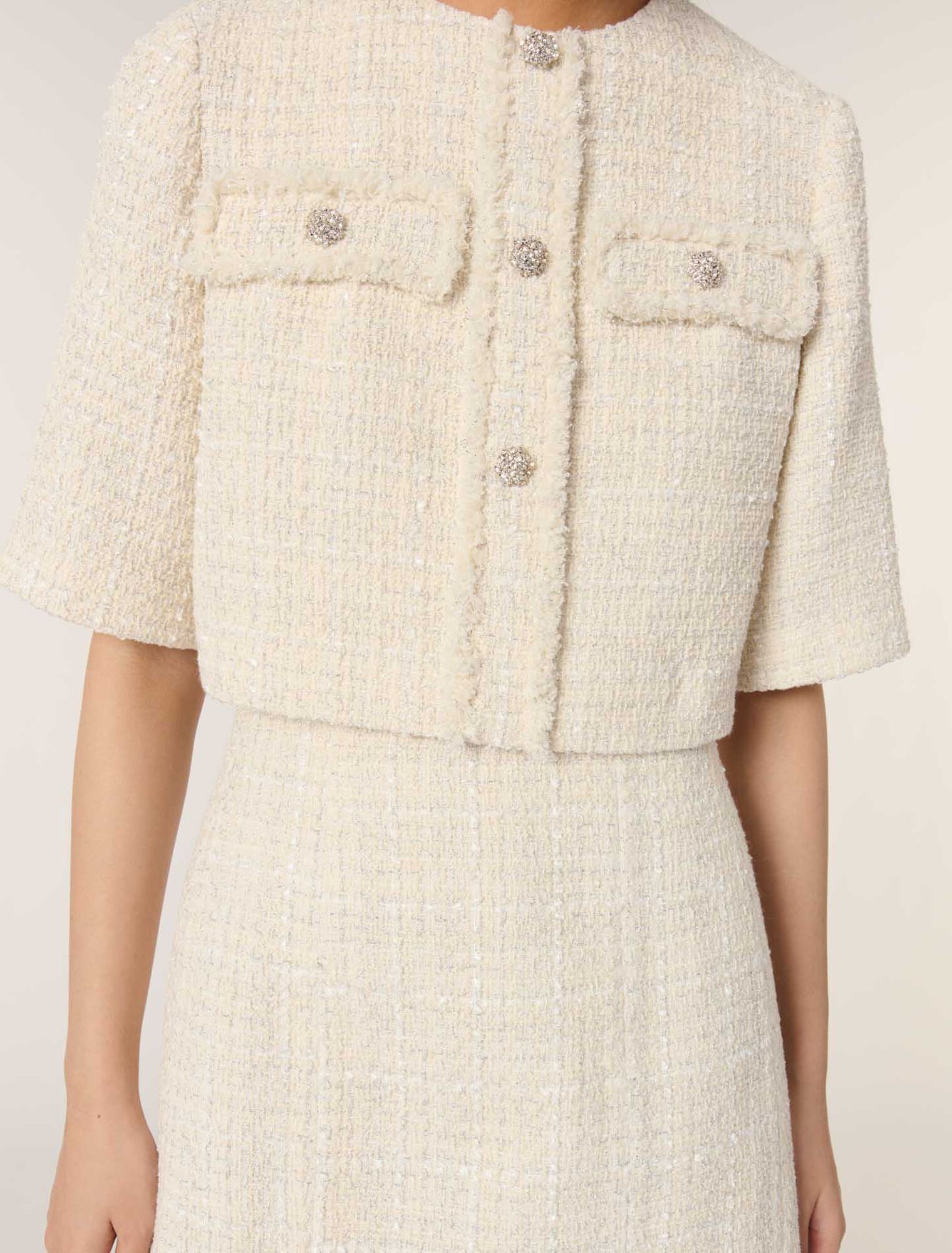 Kurzes 2-in-1-Kleid aus Tweed