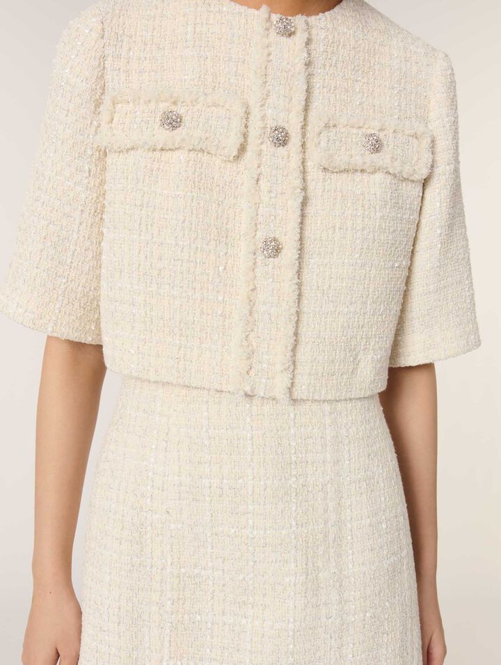 Kurzes 2-in-1-Kleid aus Tweed