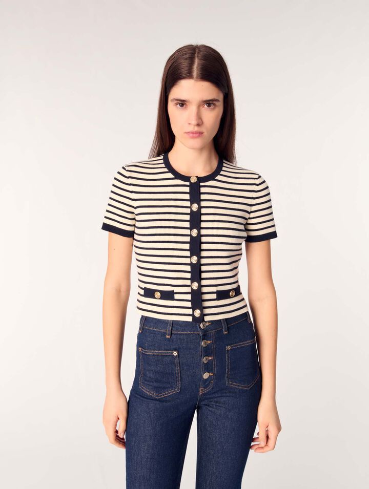 Kurzer Rippstrick-Cardigan